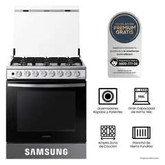 SAMSUNG - Cocina a Gas 6 hornillas con Plancha NX52T5311PS