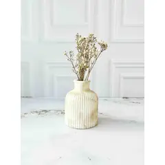 CONKRETE - Florero de Cemento Jarrón Lineal + Flores Preservadas