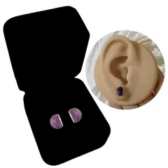 GENERICO - Aretes Mujer Piedra Morada Regalo Mamá Novia Joya Plata 950