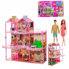 GENERICO - Casa De Muñecas con Muñeco De 3 Pisos 245 Piezas