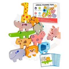 GENERICO - Set Montessori Animales de Madera Apilables Educativo