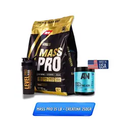 LEVEL PRO - MASS PRO 15 LB RICH CHOCOLATE + 100% CREATINE ADN 250 GR + REGALOS