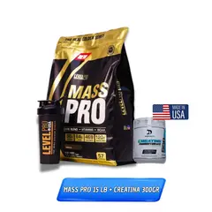 LEVEL PRO - MASS PRO 15 LB VAINILLA + CREATINA DRAGON PHARMA 300GR + REGALOS