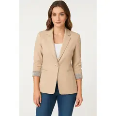 GENERICO - Blazer beige corte princesa en catania