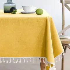 PUREPOWER - Mantel Nórdico Amarillo con Flecos 140x220cm