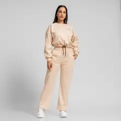 ONHUL - Conjunto buzo para mujer polera y jogger palazzo beige