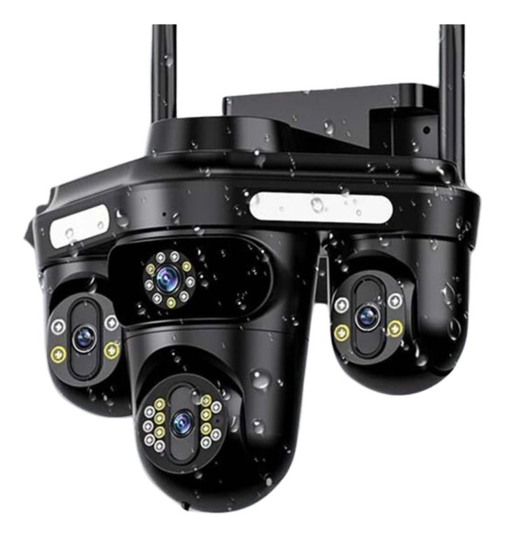 Camara De Seguridad IP 3 triple Lente Wifi Ptz Alarma Hd Microfono Negro