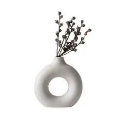 HYGGE - Florero Decorativo de Cerámica Diseño Circular Pequeño