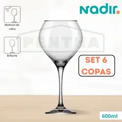 NADIR - Copa Prestige 600ml para Vino Tinto Sangría X 6 Copas