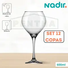 NADIR - Copa Prestige 600ml para Vino Tinto Sangría X 12 Copas
