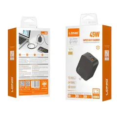 LDNIO - Cargador de 45W Carga Súper Rápida Q3 Incluye Cable Tipo C a C