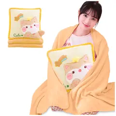 KELLER - Cojín Manta 2 en 1 Suave y Cálida con Diseño de Gato Amarillo P63