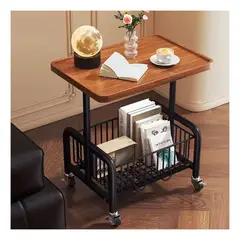 GENERICO - Mesa Portatil De Madera Con Divisiones Ruedas Marrón C2727