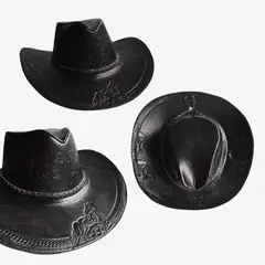 KAST PE - Sombrero Vaquero de Cuero Modelo Bernardo con Diseño - MODELO 10
