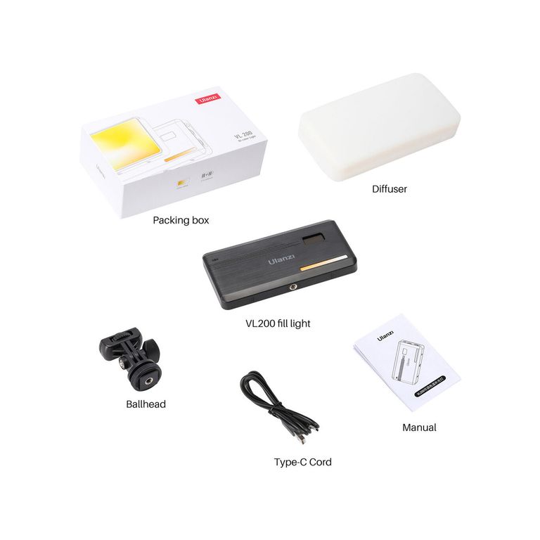 Luz Led VL200 bicolor portátil negro