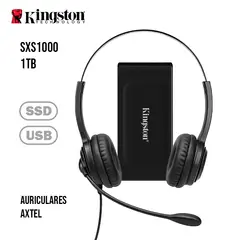 KINGSTON - Disco Solido Externo Xs1000 De 1tb Negro + Auriculares