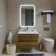 GENERICO - ESPEJO LED ESQUINA REDONDEADA LUZ COMPLETA 60x80cm