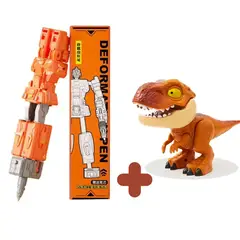 GENERICO - DINO 5 EN 1 MARRÓN + LAPICERO PARA NIÑOS DISEÑO TRANSFORMERS