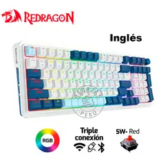 REDRAGON - Teclado EISA K686 RGB Wireless 96% BlancoAzul Switch Red