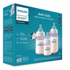 AVENT - Set De Regalo Anticolico Recien Nacido Rosa 3Biberones