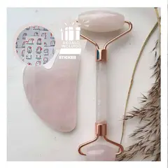 RYBIU IMPORT - Pack6 Set Facial de Cuarzos Rosado Y+Regalo Stickers