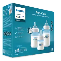 AVENT - Set De Regalo Anticolico Recien Nacido Azul 3Biberones