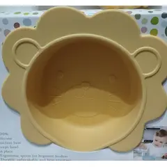 GENERICO - JUEGO DE PLATO Y CUCHARA DE SILICONA PARA BEBÉ LEON