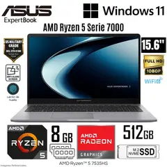 ASUS - Laptop ExpertBook PM1503CDA-S70013 AMD Ryzen 5 7535HS 8GB RAM 512GB SSD 15.6" FHD - Misty Grey