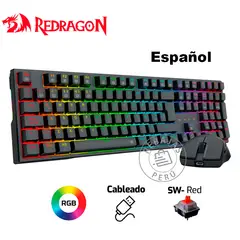 REDRAGON - Combo S146-SP Teclado Mecánico K668RGB + Mouse M724 Black