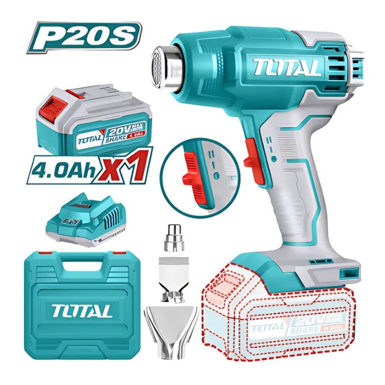 Pistola de Calor 20V +ACC Maletin Industrial TOTAL- TBLI20025