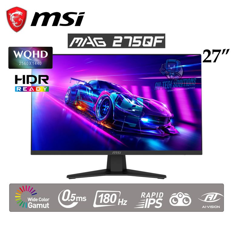 MONITOR GAMER MAG-275QF, 27" WQHD RAPID IPS, 180 HZ, 0.5 MS, NEGRO