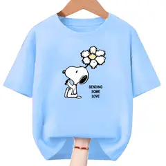 GENERICO - Polos Algodon Flor Snoop Celeste - Tallas 6 hasta XL