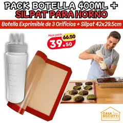 GENERICO - Silpat Silpack Mediano Tapete de Horno de Silicona 42x30cm + Botella para salsa Exprimible de 400ml