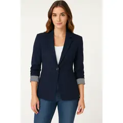 GENERICO - Blazer azul clasico saco mujer