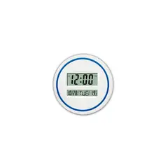 GENERICO - Reloj Redondo Digital Pared Calendario 26x26 Hogar Oficina Azul Blanco