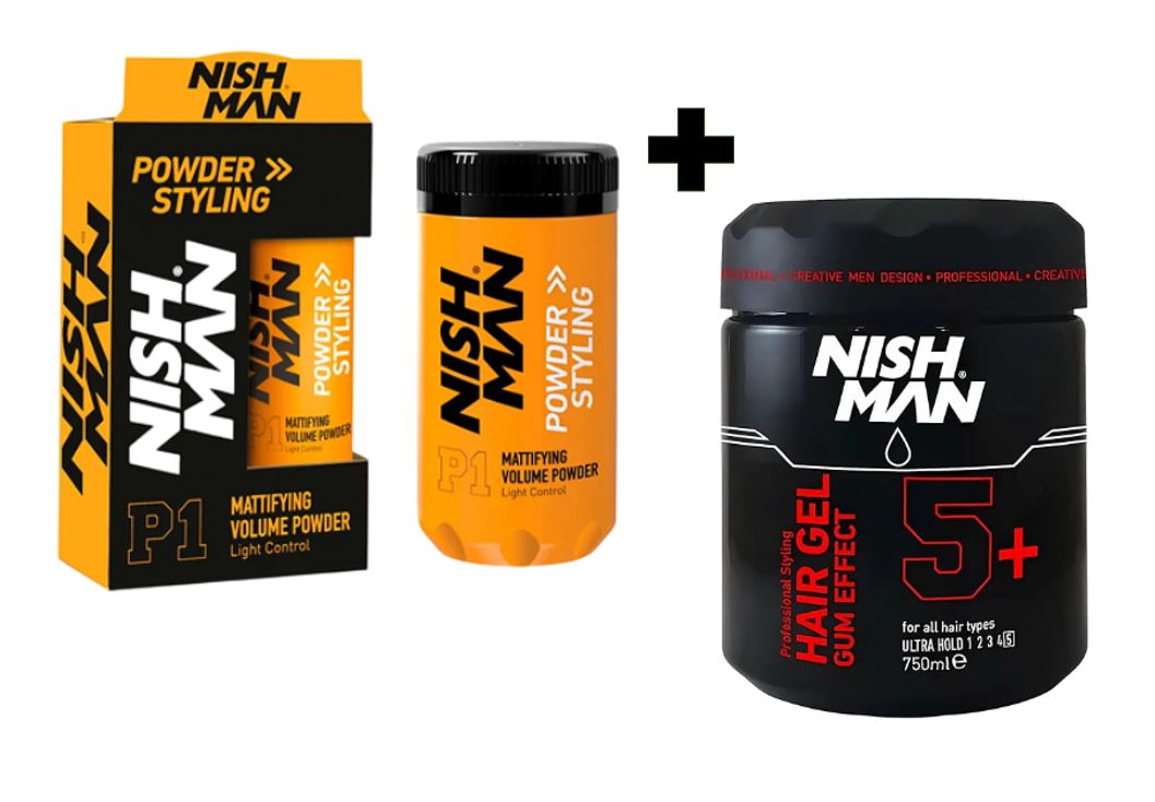 Pack Gel Nishman Ultra Fuerte 5 de 750ml y Polvo texturizador 20 gr