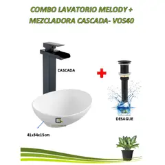 GREEN HOUSE - COMBO LAVATORIO MELODY + MEZCLADORA CASCADA VOS40