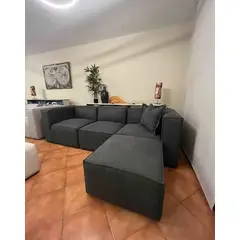GENERICO - SECCIONAL MIA 3 CUERPOS COLOR NEGRO+ 1 BANQUETA