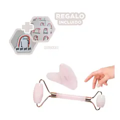 RYBIU IMPORT - Masajeadores de Piedra para Cara Rosado Y+Regalo Stickers
