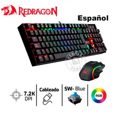 REDRAGON - Mitra + Griffin Combo Gamer RGB Español Switch Blue 2 en 1
