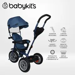 BABY KITS - Triciclo 360° con guiador Azul