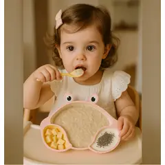 GENERICO - Plato para Bebé Silicona modelo Cangrejo Rosa