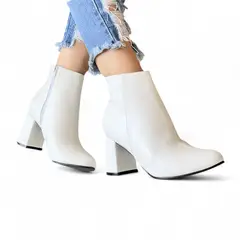 GENERICO - Botin Mujer Clasica Taco 7 2086-60 Color Blanco