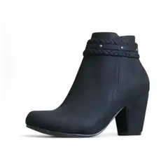 GENERICO - Botin Mujer Gamuza Trensa 7 2086L-60 Color Negro