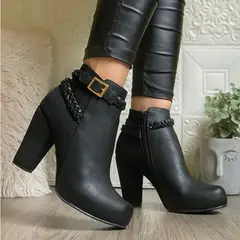 GENERICO - Botin Mujer Sanamaca Trensa Taco 9 2086-68 Color Negro