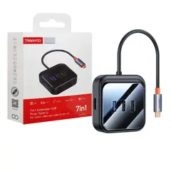 TRANYOO - Adaptador Hub 7 EN 1 Type C a HDMI Lector de Memorias Carga Rapida PC Laptops y Ipad Mac book