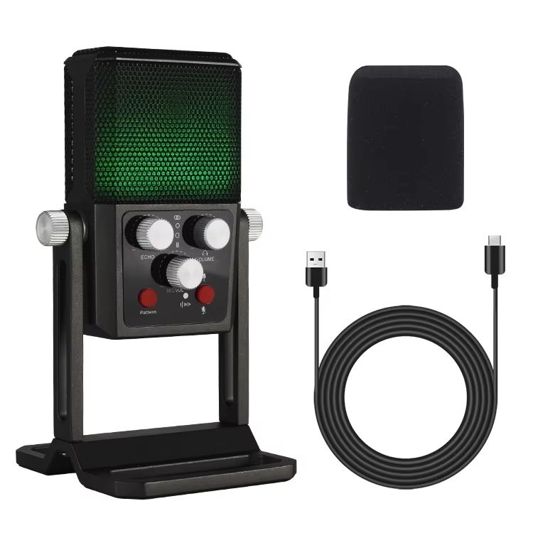 Microfono Condensador RGB Profesional Studio Live Streaming Podcast USB PC Notebook Laptop