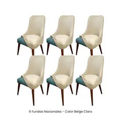VIURE - 6 Fundas Nacionales de Terciopelo para Silla Brazo - Beige Claro