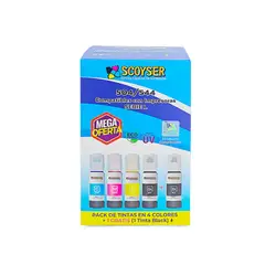 SCOYSER - PACK 4 TINTAS +1 NEGRO TINTAS COMPATIBLES PARA EPSON 544 / 504