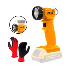 INGCO TOOLS - Linterna Led Inalámbrica 20v + Guantes Rojos